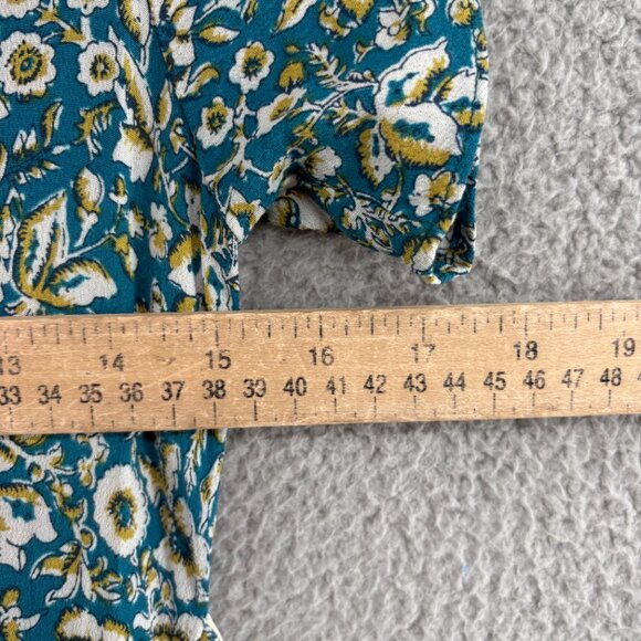 Maeve by Anthropologie Green Floral Short Sleeve Romper Belted Size 4 - Picture 7 of 14